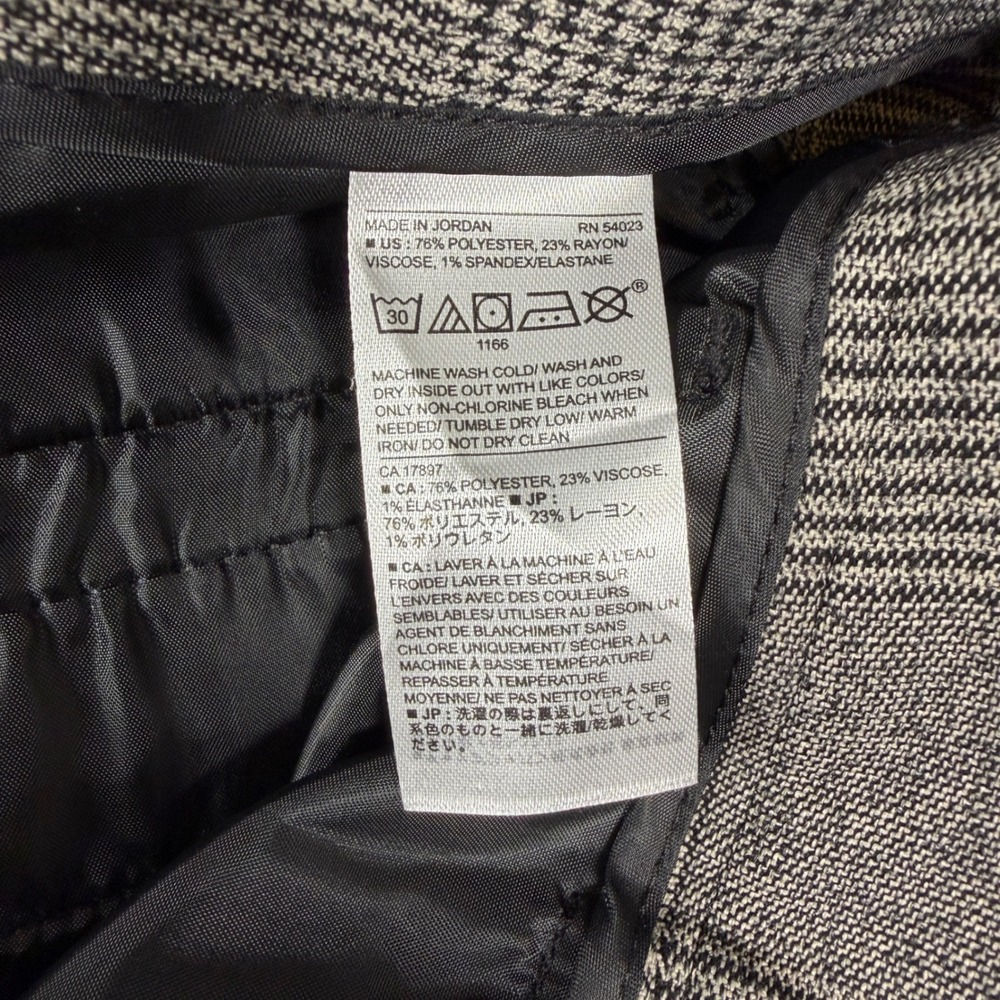 NWT Banana Republic Pleated Tapered Cuffed Pants Charcoal Glen Plaid Y2K Preppy - Picture 6 of 10